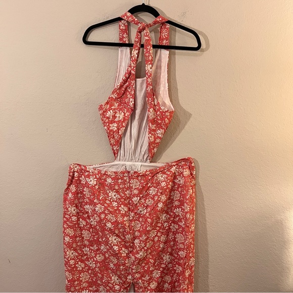 J.Crew Twist-Back Midi Dress Pink Floral Cutout Open Back Slit Size 18 - Picture 7 of 12